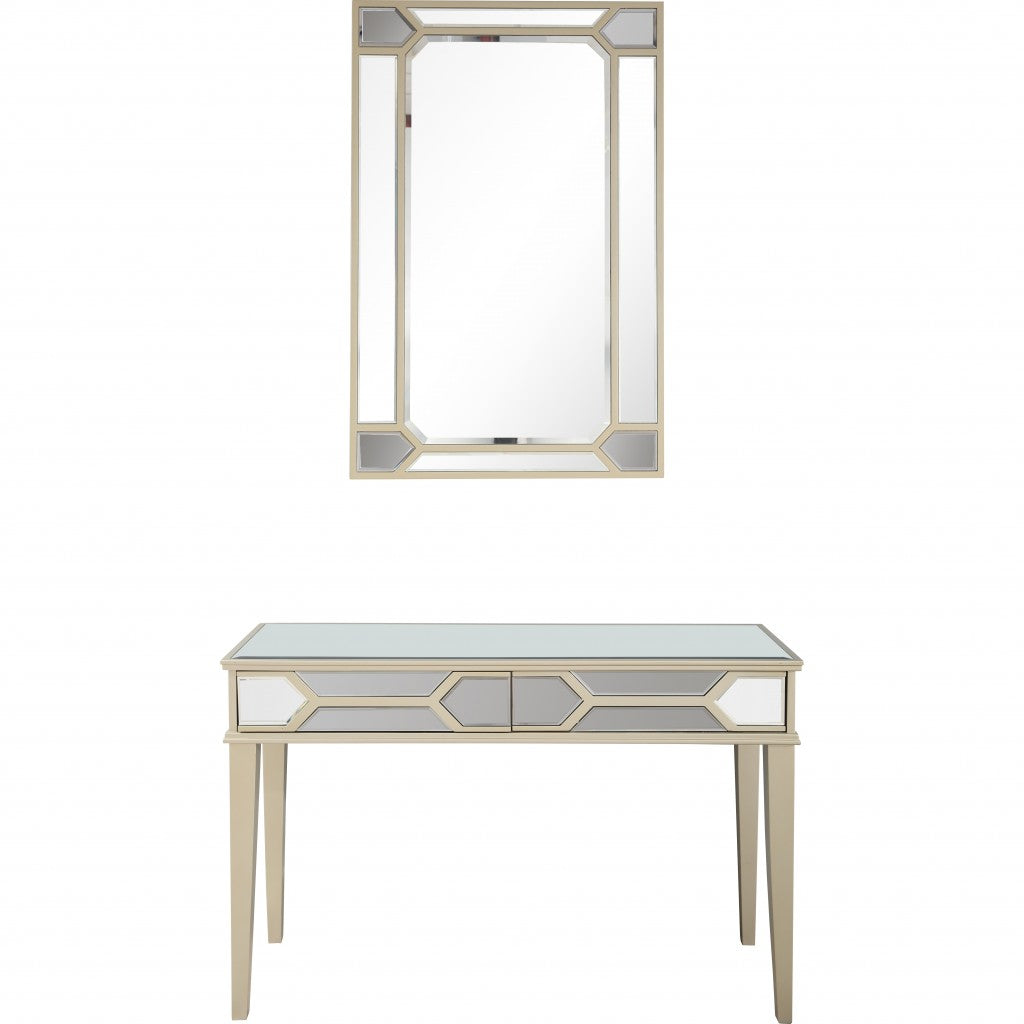 Antiqued Silver Mirror and Console Table