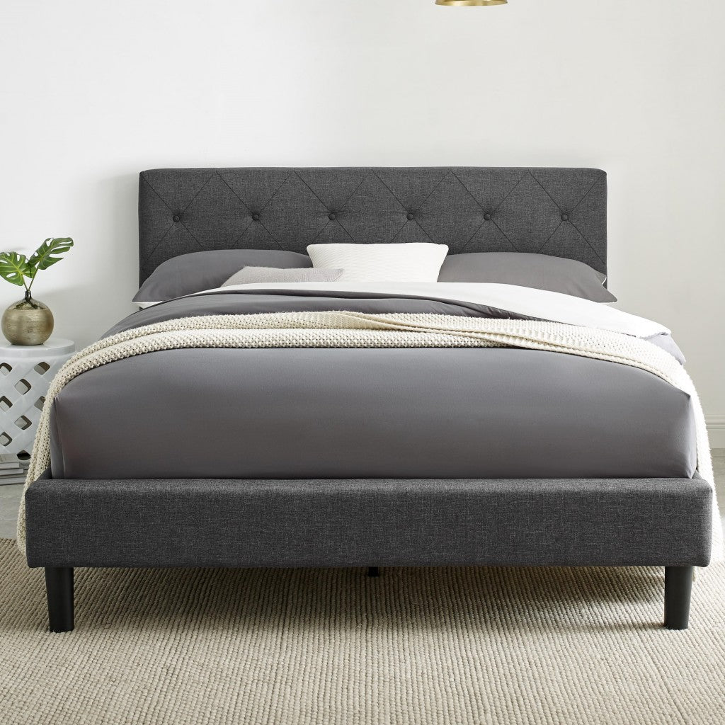 Grey Queen Platform Bed