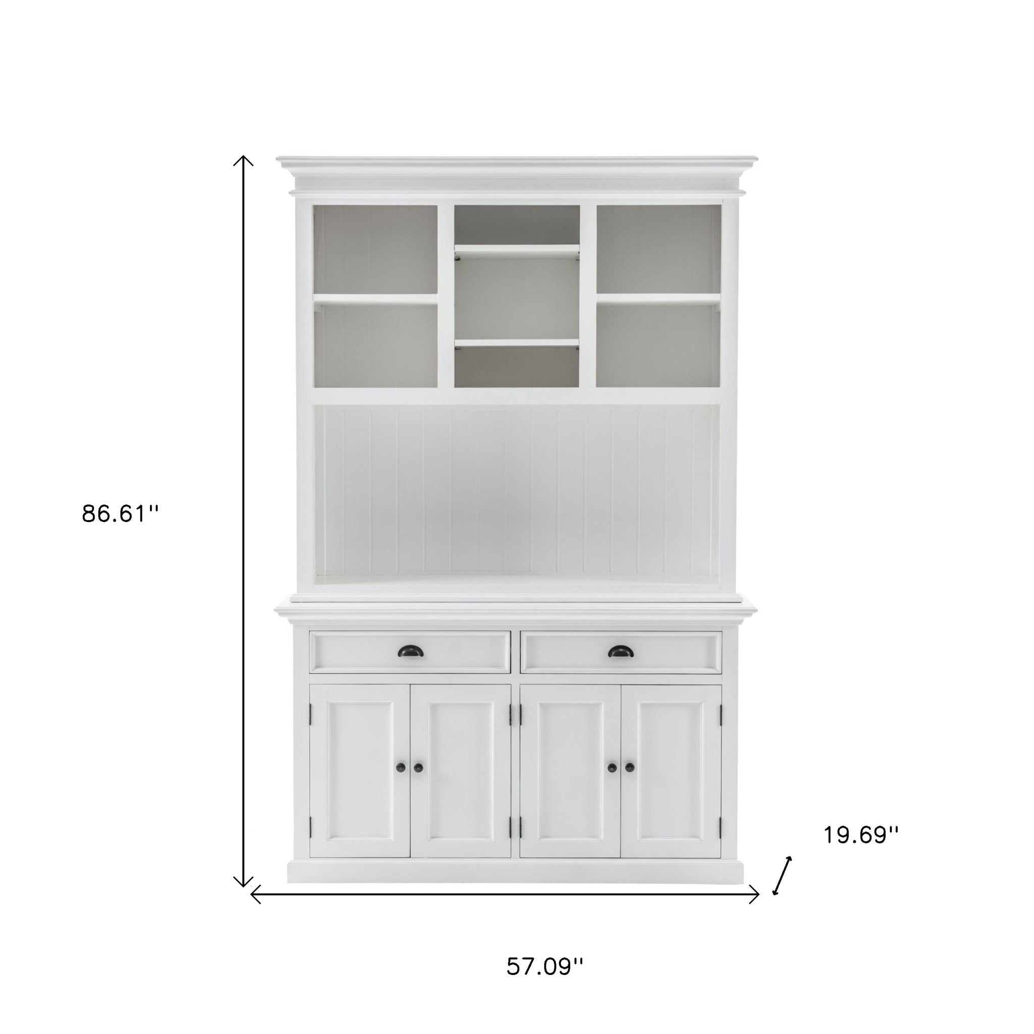 Classic White Buffet Hutch Unit with 2 Adjustable Shelves