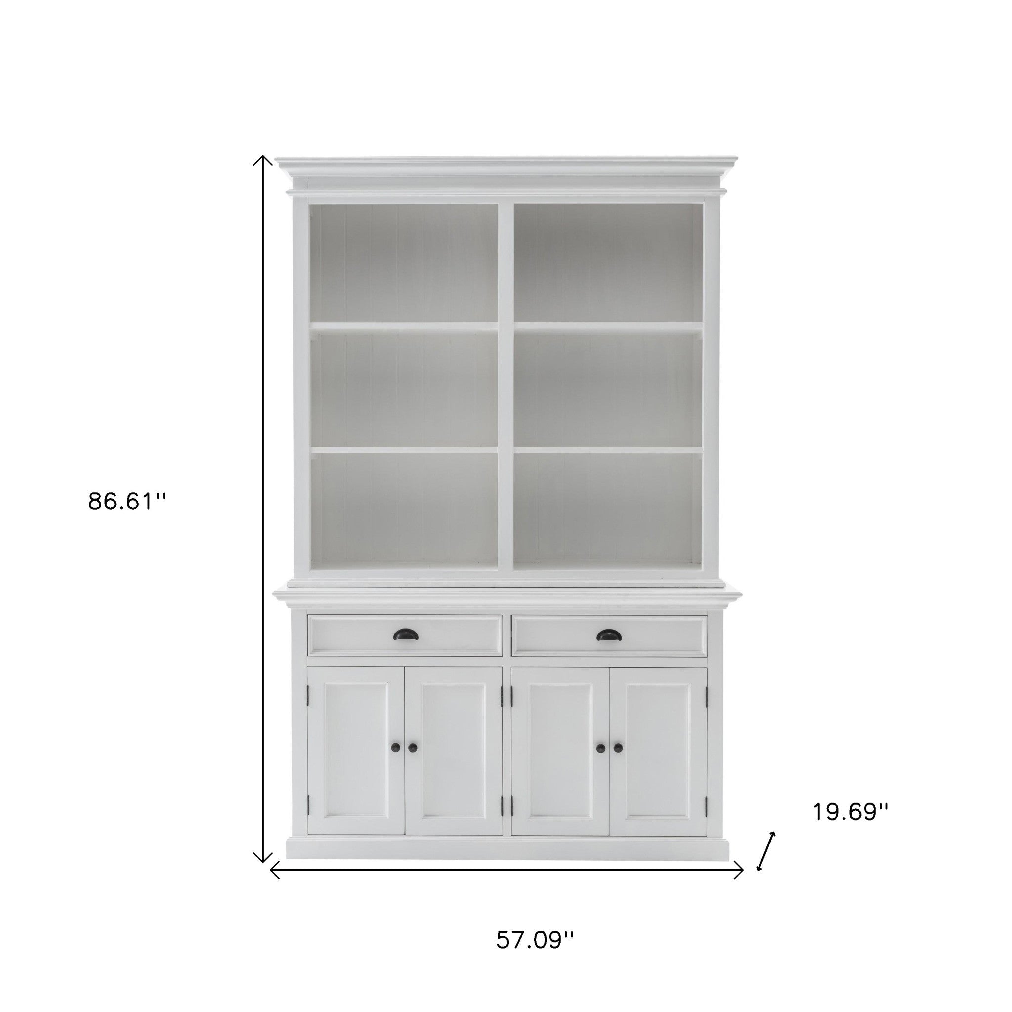 Classic White Buffet Hutch Unit with 6 Shelves