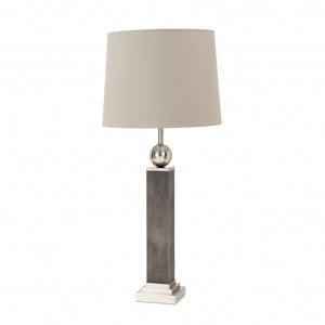 Set of 2 Modern Distressed Gray and Silver Table Lamps