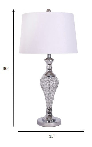 Set of 2 Silver Acrylic Beads Metal Table Lamps