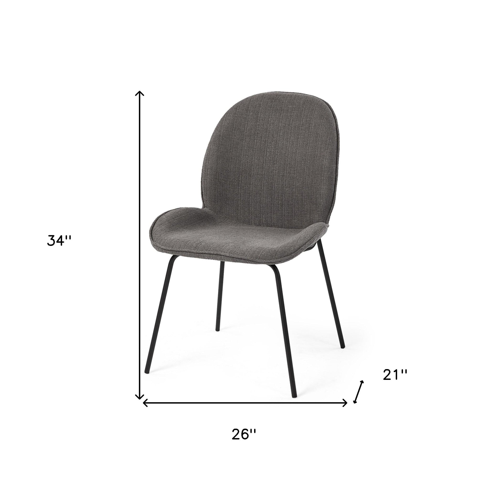 Black and Gray Flaired Seat Fabric Dining Chair