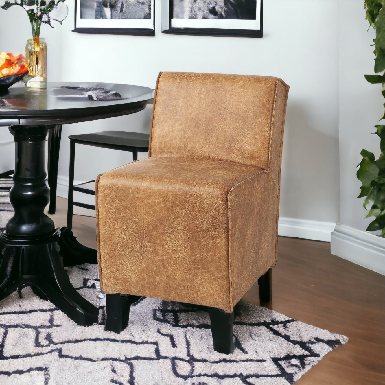 Carmel Brown Faux Leather Wedge Dining Chair