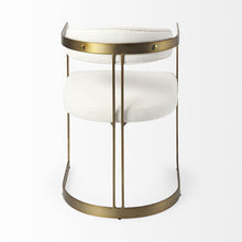Curvy Gold and White Upholstered Dining Armchair