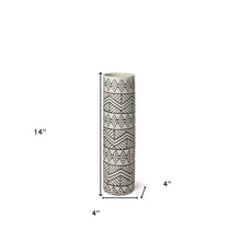 Black and Cream Tribal Geo Ceramic Vase 14