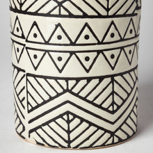 Black and Cream Tribal Geo Ceramic Vase 17