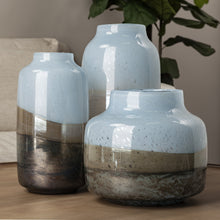 Ocean Wave Colored Bubble Glass Oval Urn Glass Vase 15