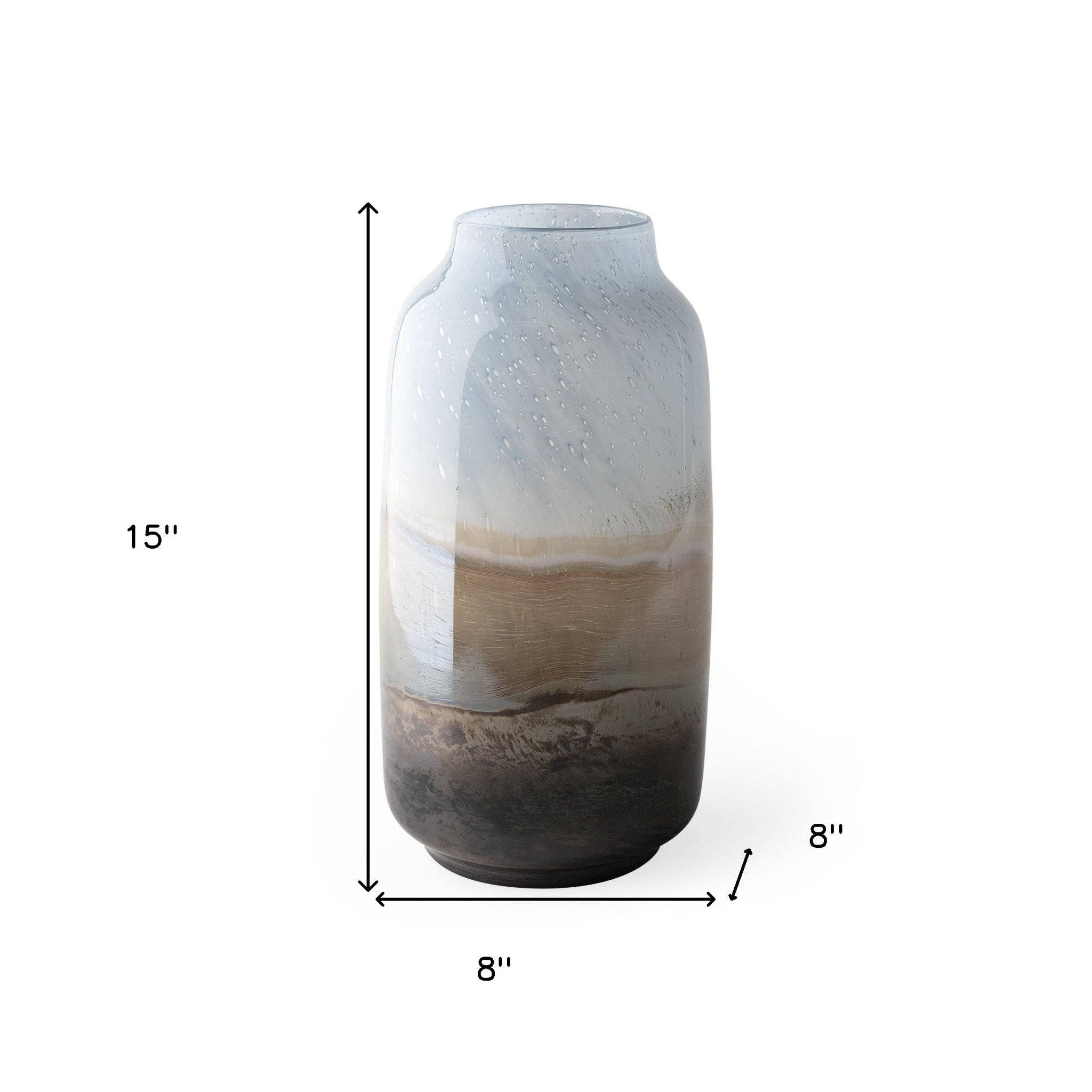 Ocean Wave Colored Bubble Glass Oval Urn Glass Vase 15"