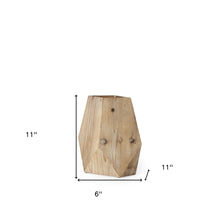 Natural Stain Geometric Wooden Vase 11