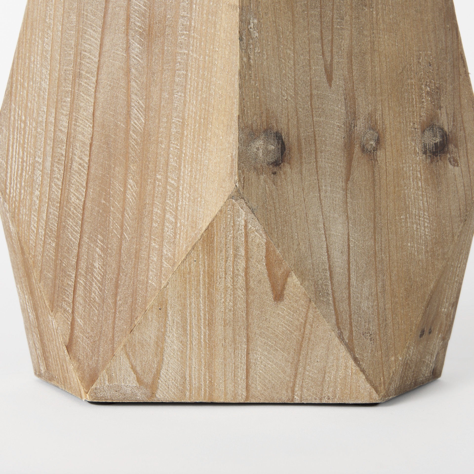 Natural Stain Geometric Wooden Vase 11"