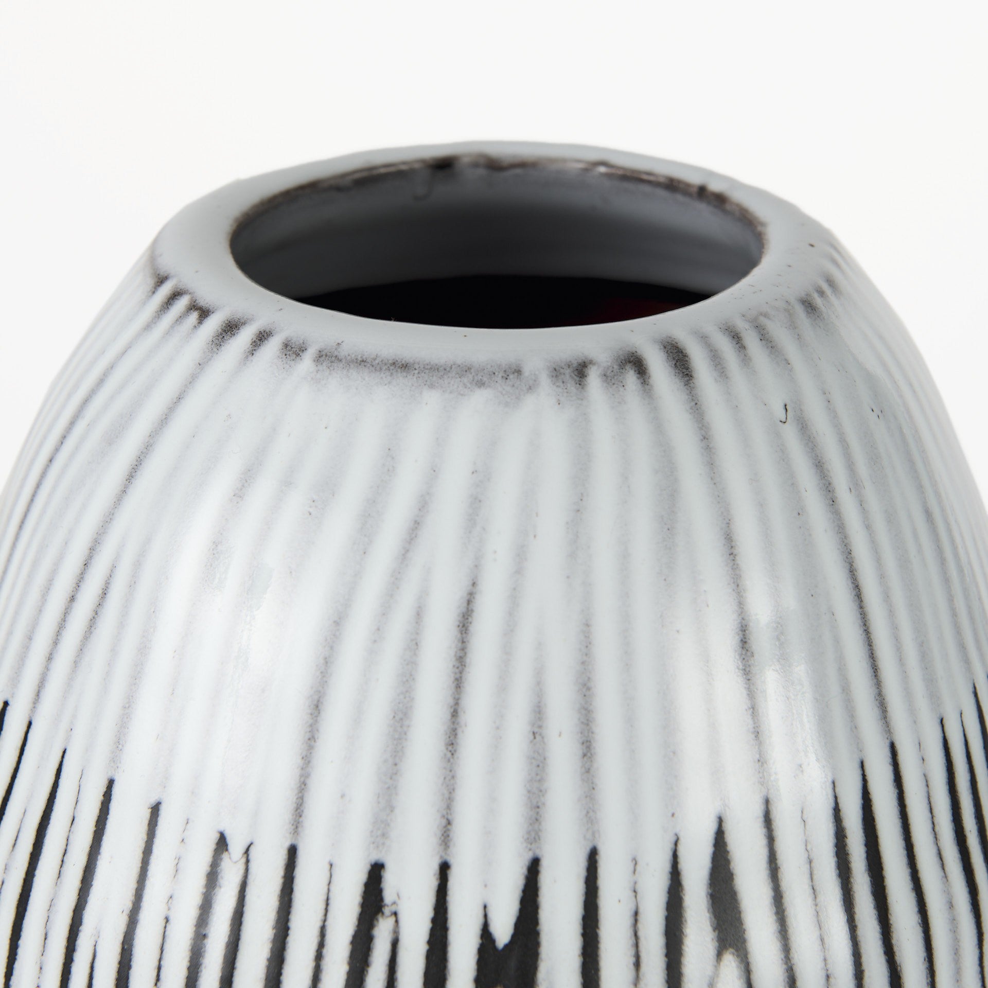 Black White and Gray Patterned Lines Ceramic Vase 13"