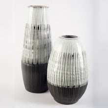 Black White and Gray Patterned Lines Ceramic Vase 13