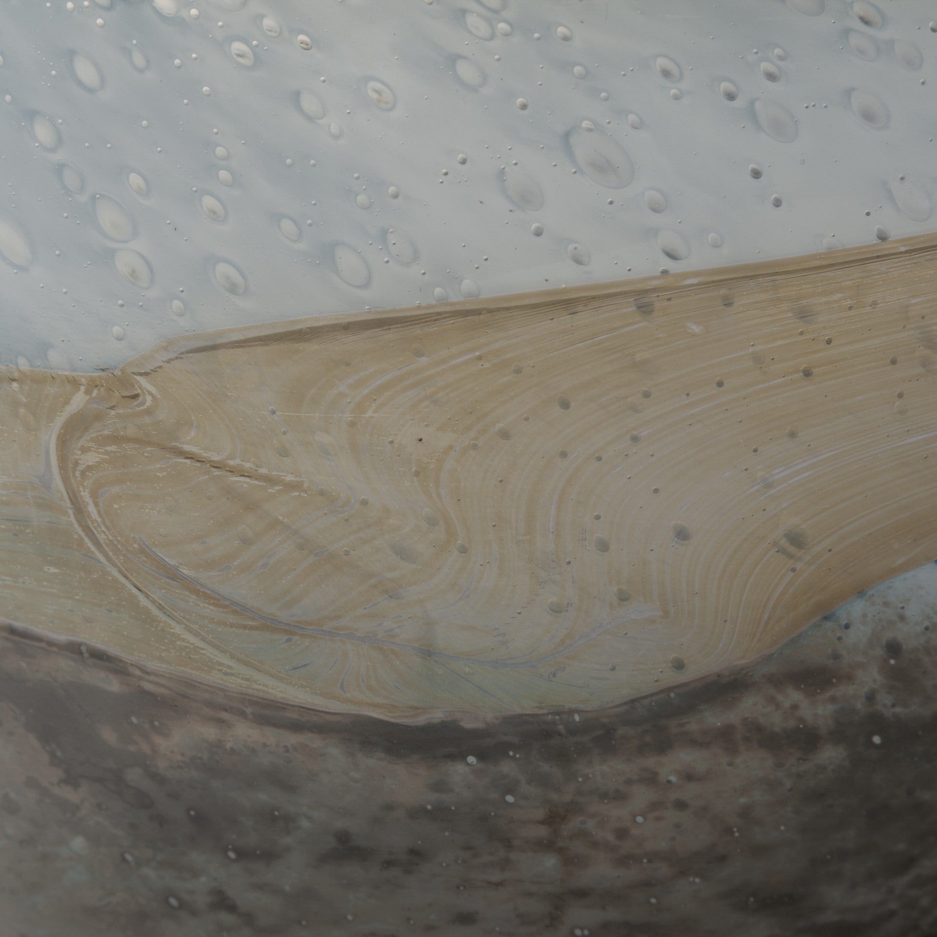 9" Ocean Wave Colored Bubble Glass Rounded Square Glass Vase