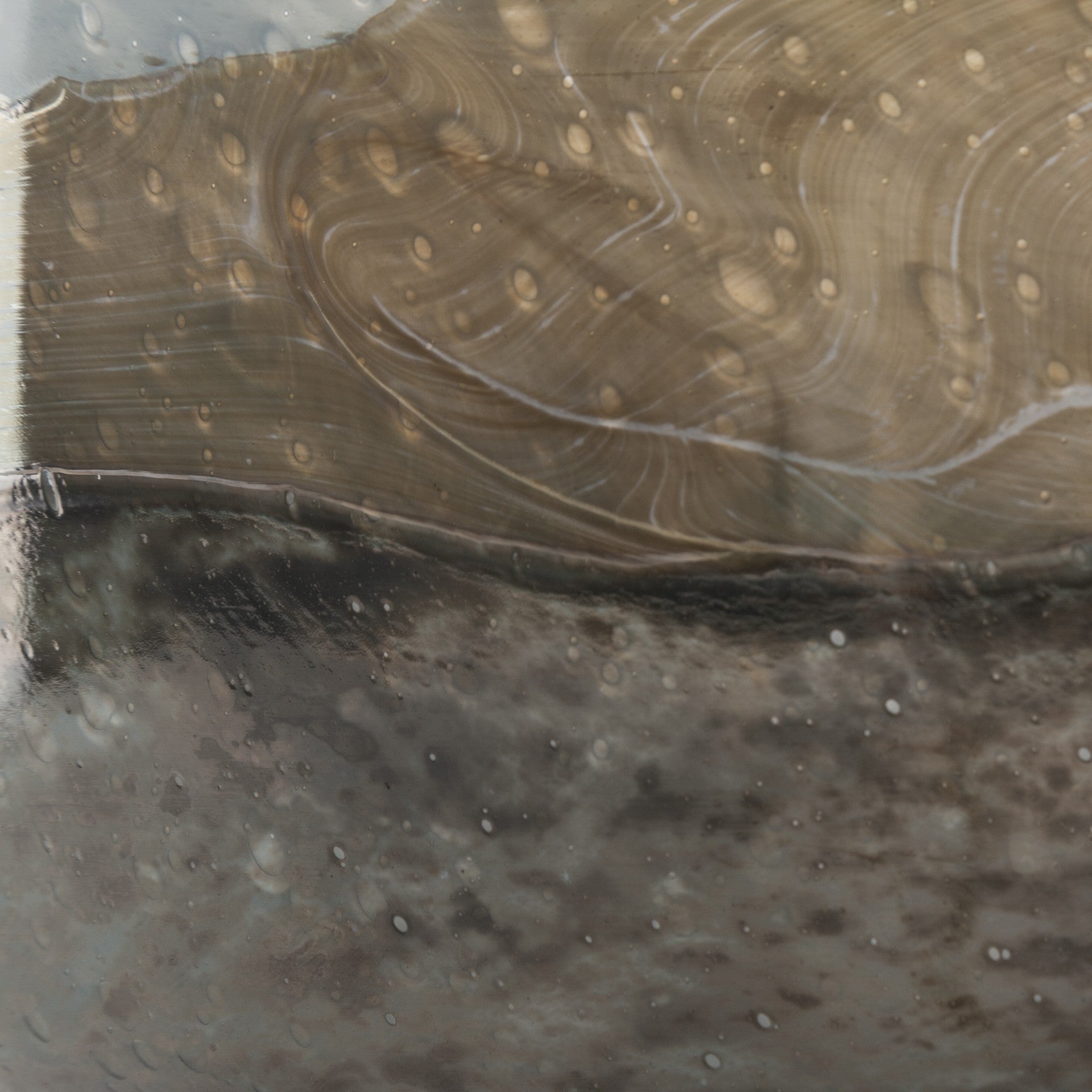 9" Ocean Wave Colored Bubble Glass Rounded Square Glass Vase