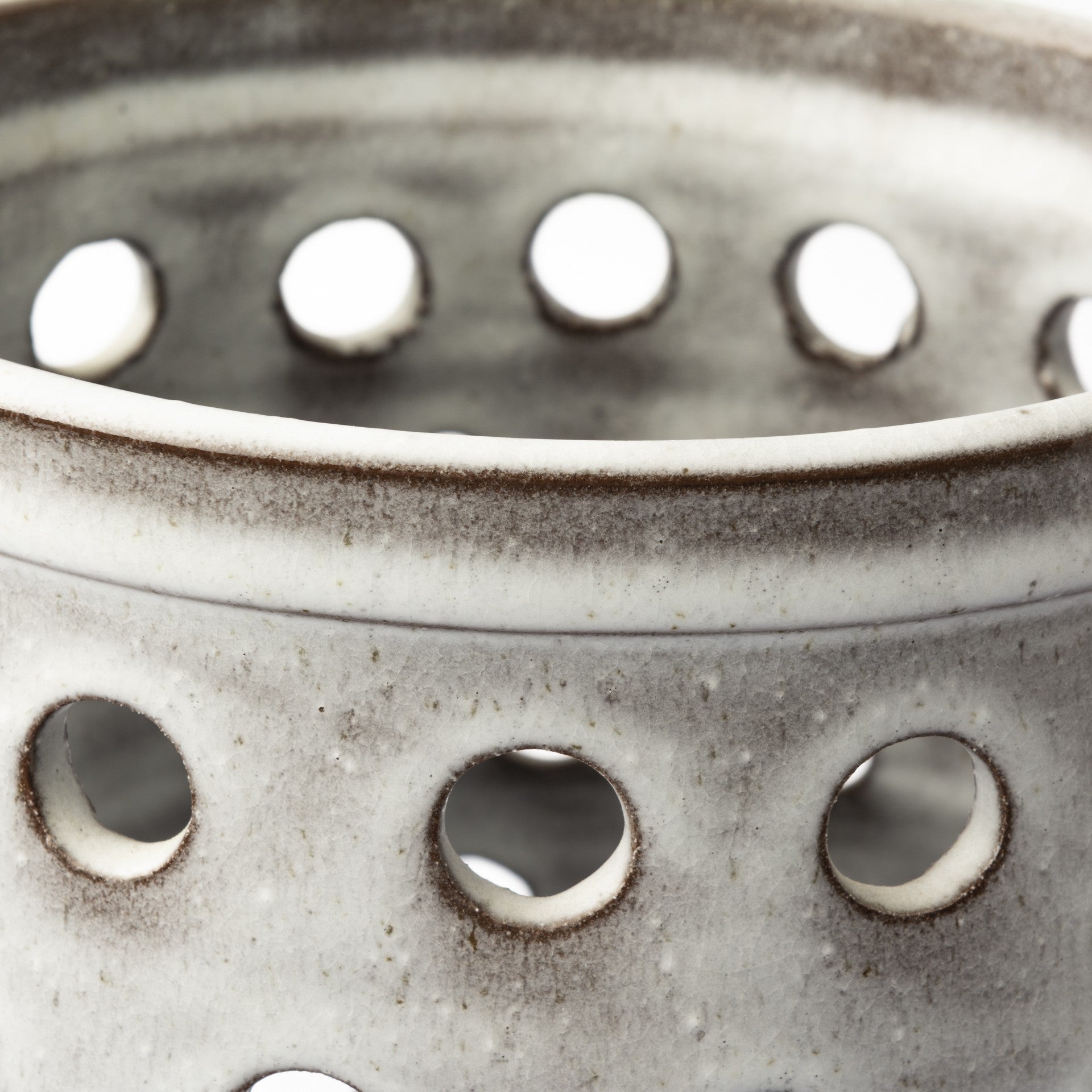 Organic White Glaze Pierced Dot Ceramic Vase 12"