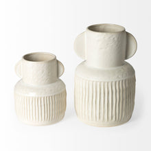 Whitewash Handled Textured Ceramic Vase 8