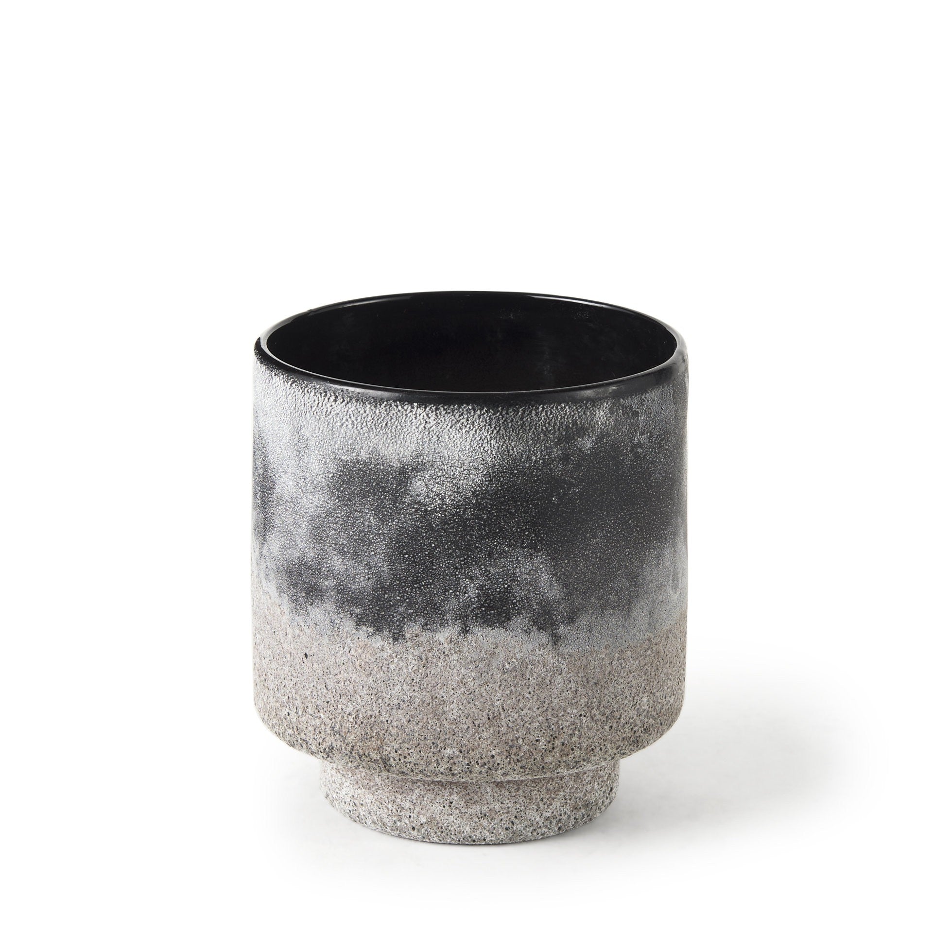 Black Brown and Gray Ombre Textured Ceramic Vase 6"
