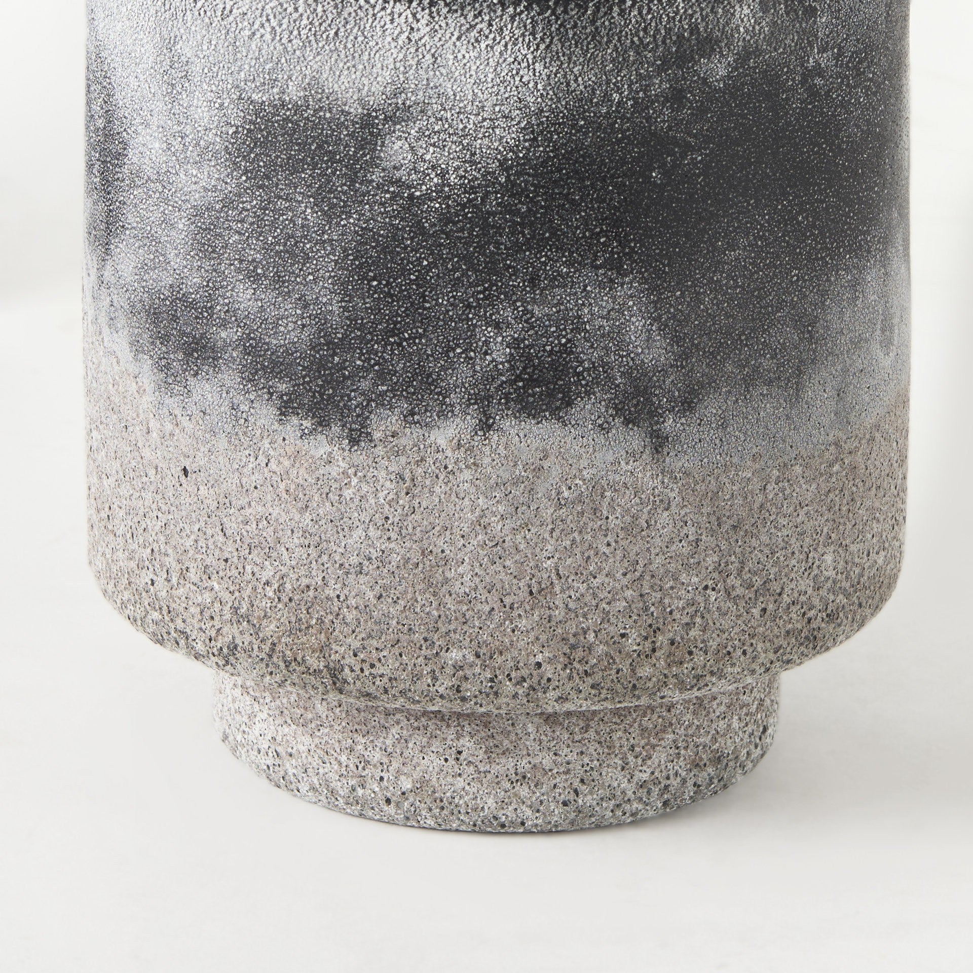 Black Brown and Gray Ombre Textured Ceramic Vase 6"