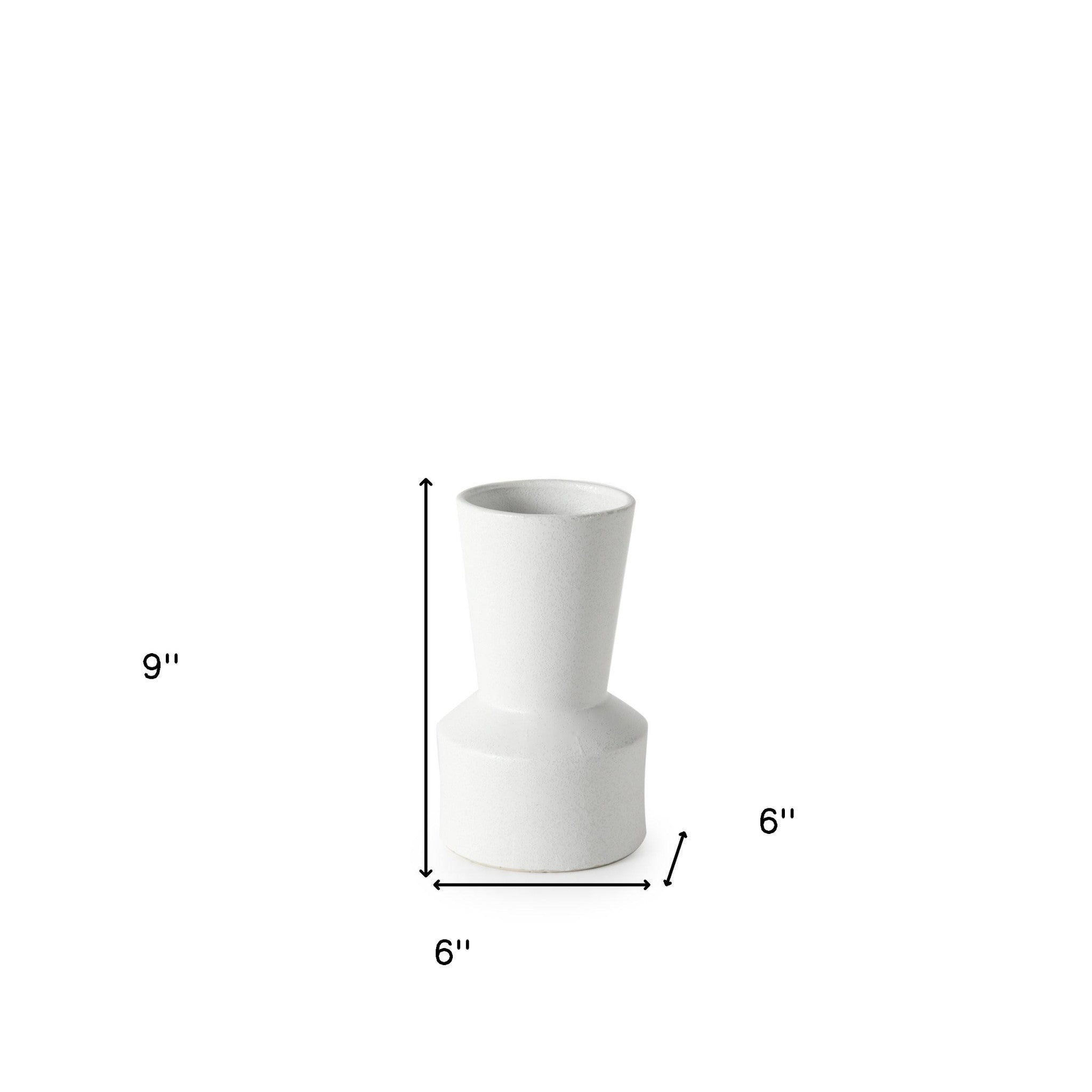 White Contempo Deco Ceramic Vase 9"