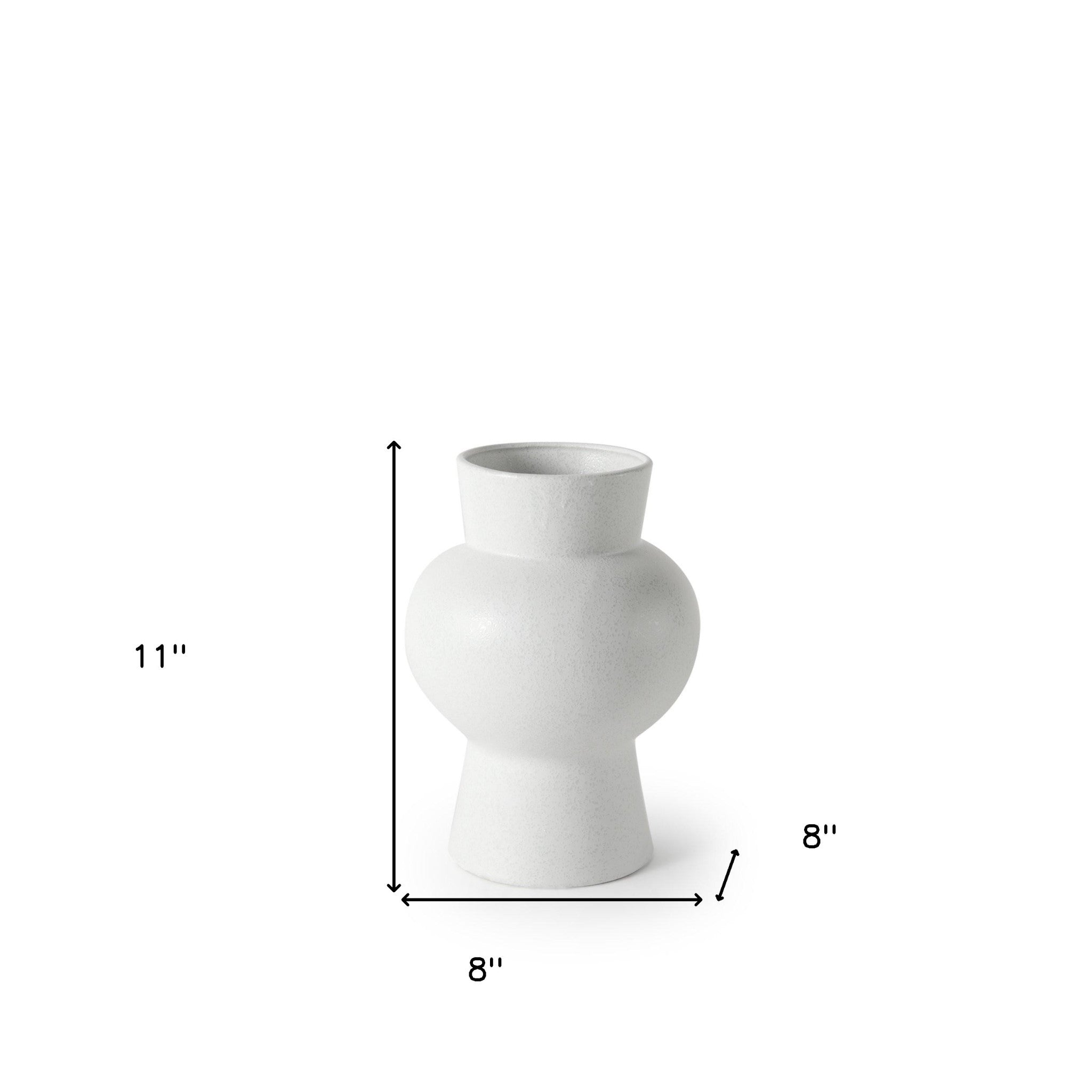 White Contempo Deco Ceramic Vase 11"