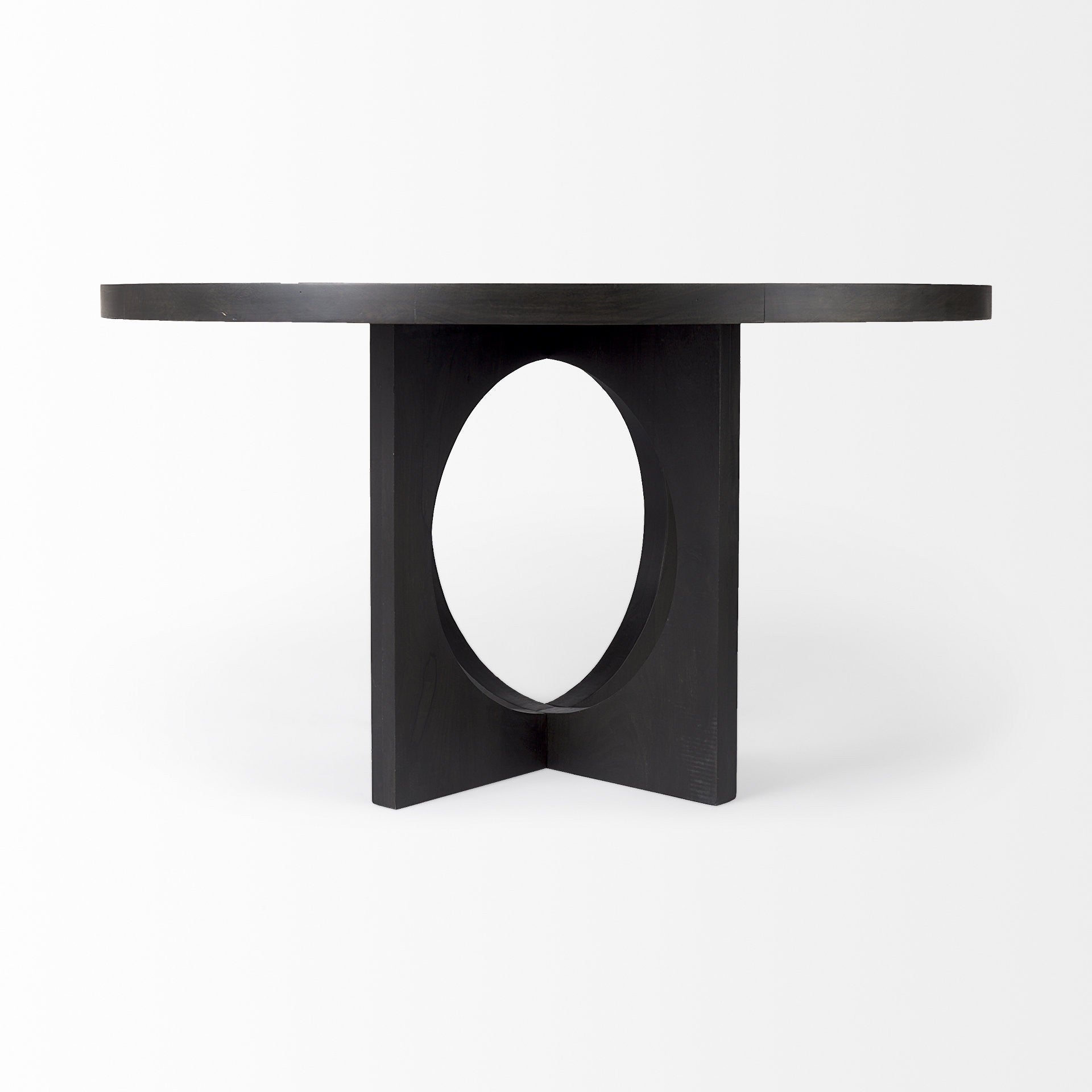 Black Wood Round Geometric Dining Table