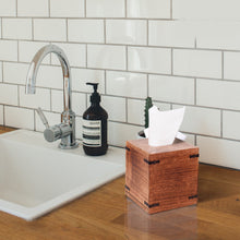 Set of 2 Rustic White Mango Wood Square Tissue Holders