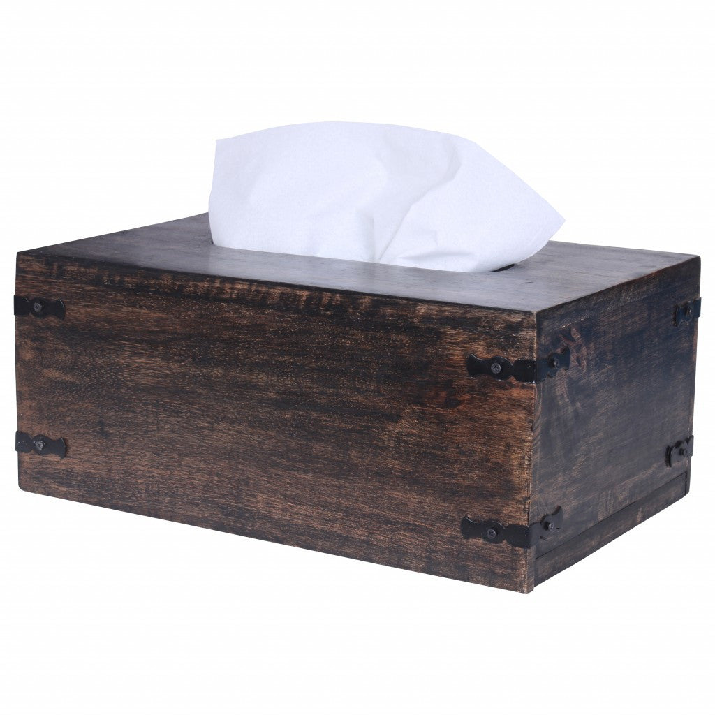 Rustic White Mango Wood Rectangular Tissue Holder