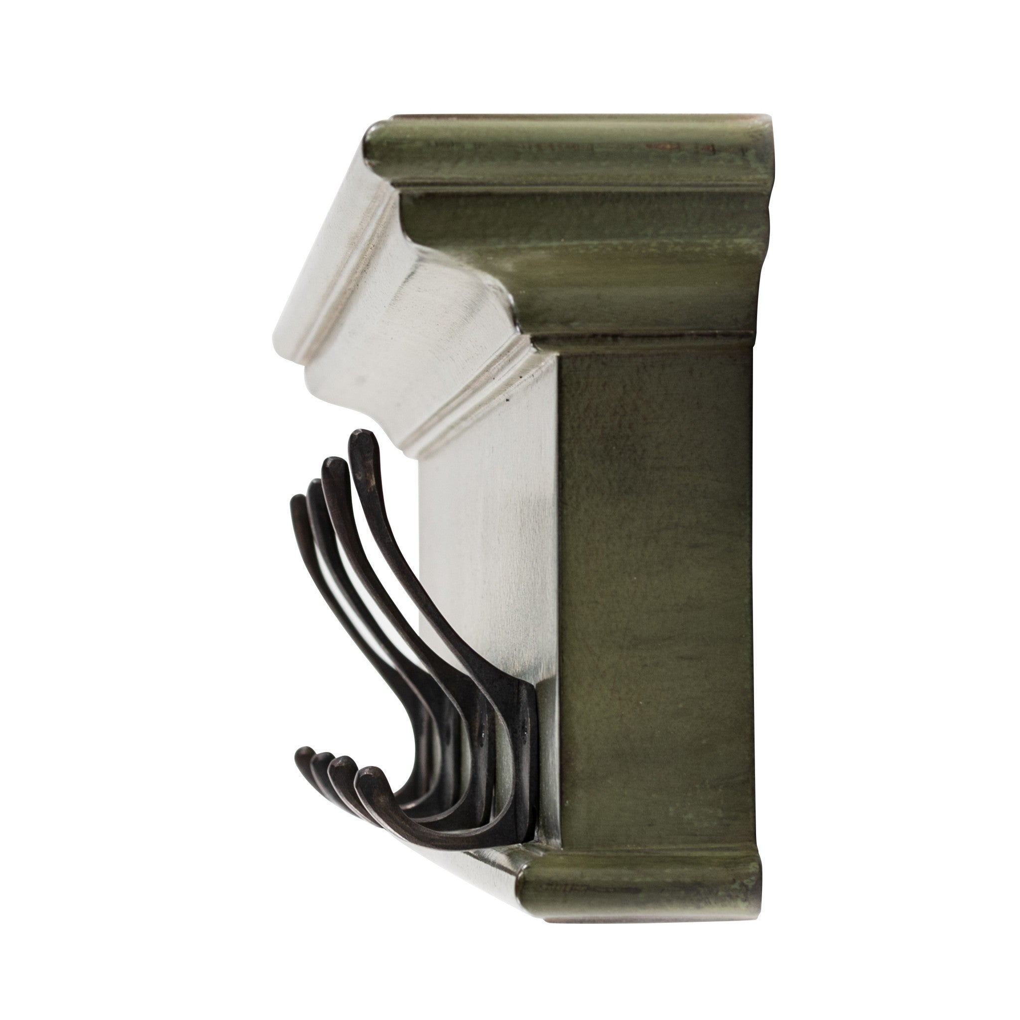 Rustic Antiqued Green Four Hook Hanging Coat Rack