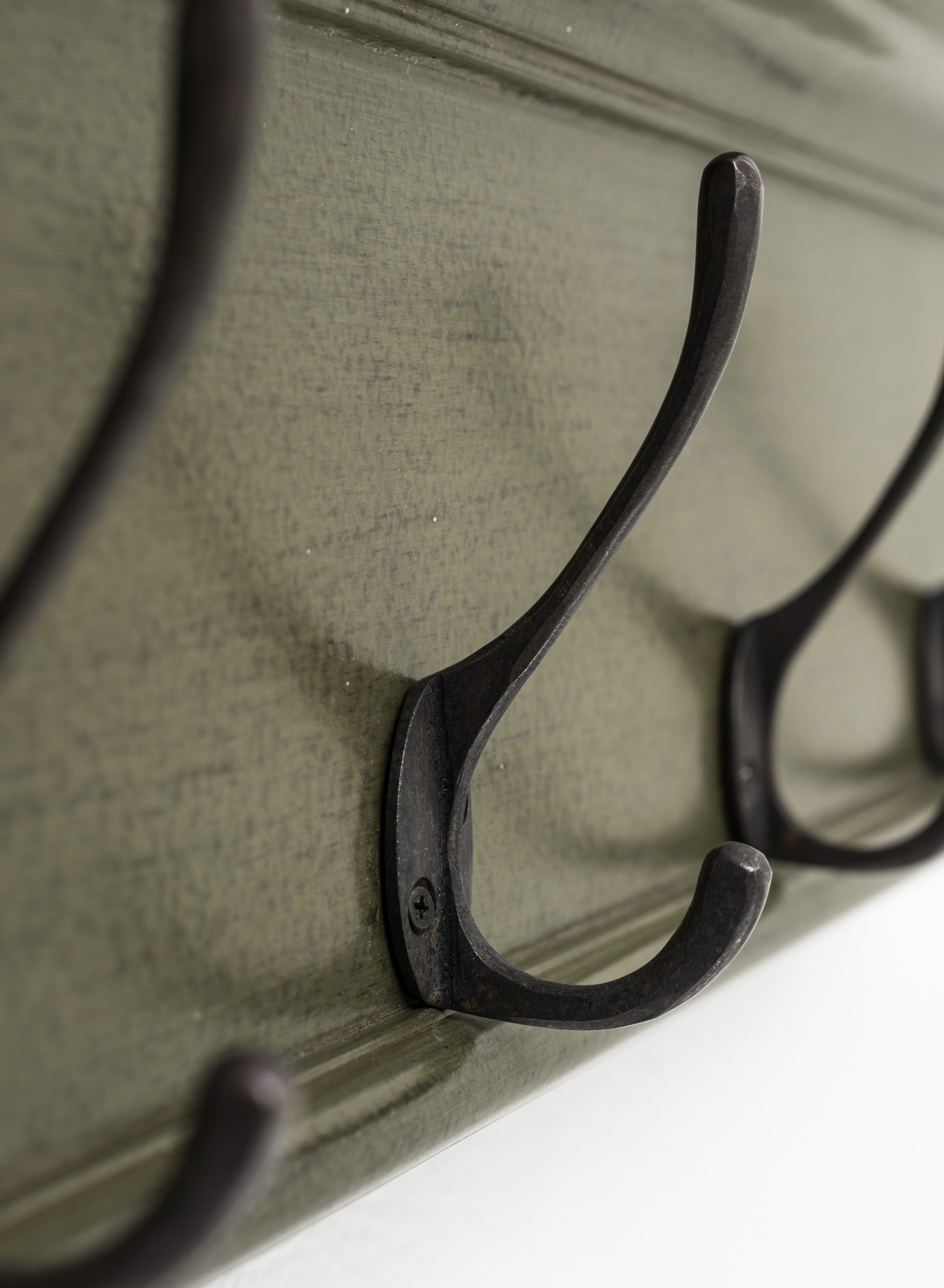 Rustic Antiqued Green Four Hook Hanging Coat Rack