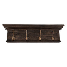 Rustic Black Wash Wood Four Hook Hanging Coat Rack