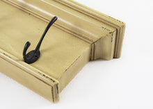 Rustic Antiqued Yellow Wood Four Hook Hanging Coat Rack