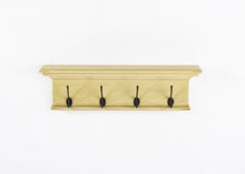 Rustic Antiqued Yellow Wood Four Hook Hanging Coat Rack