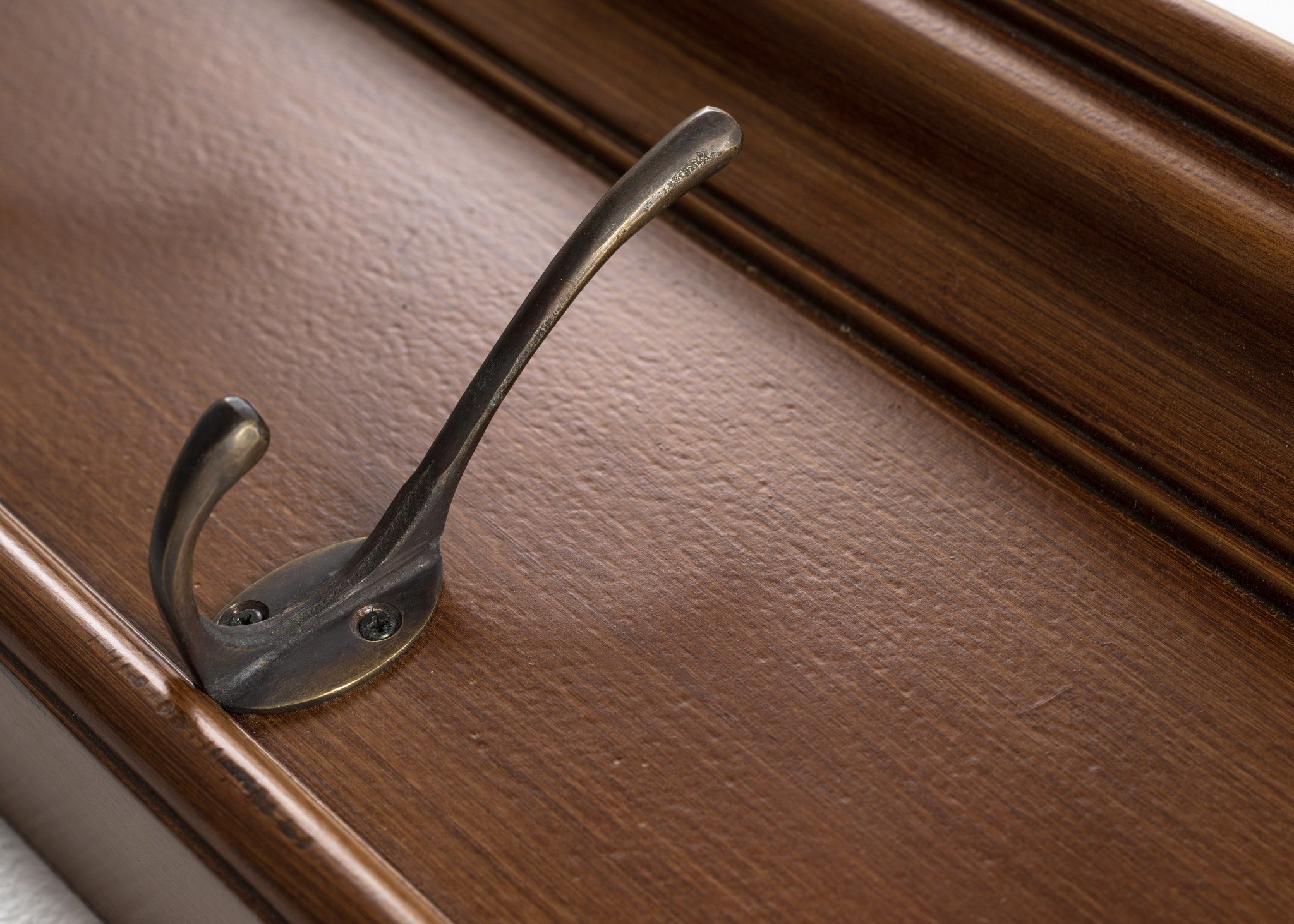 Rustic Mahogany Brown Wood Four Hook Hanging Coat Rack