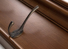 Rustic Mahogany Brown Wood Four Hook Hanging Coat Rack