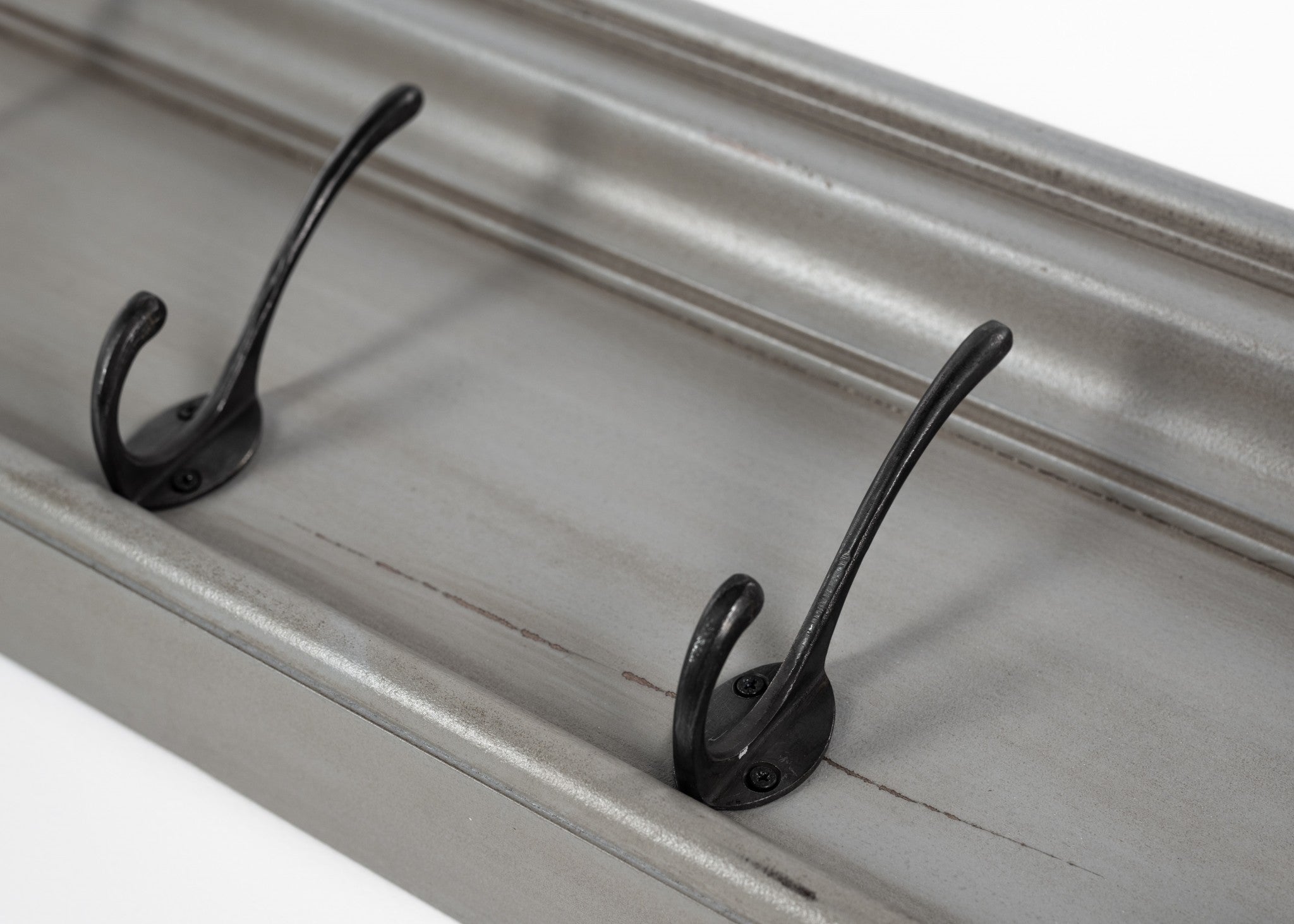 Rustic Antiqued Gray Wood Four Hook Hanging Coat Rack