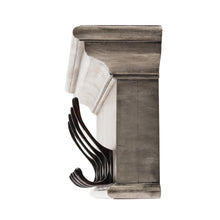 Rustic Antiqued Ivory Wood Four Hook Hanging Coat Rack