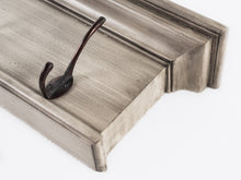 Rustic Antiqued Ivory Wood Four Hook Hanging Coat Rack