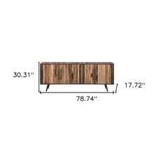 Rustic Natural Wood Media Cabinet with Four Doors