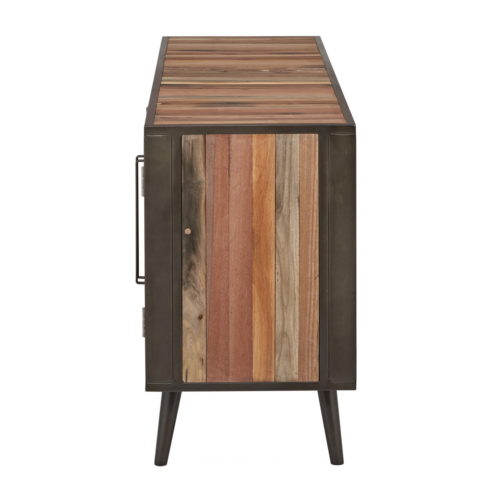 Rustic Natural Wood Media Cabinet with Four Doors