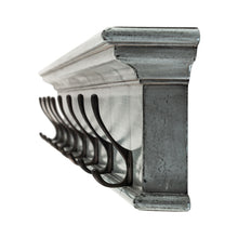 Rustic Antiqued Black and Blue Eight Hook Hanging Coat Rack