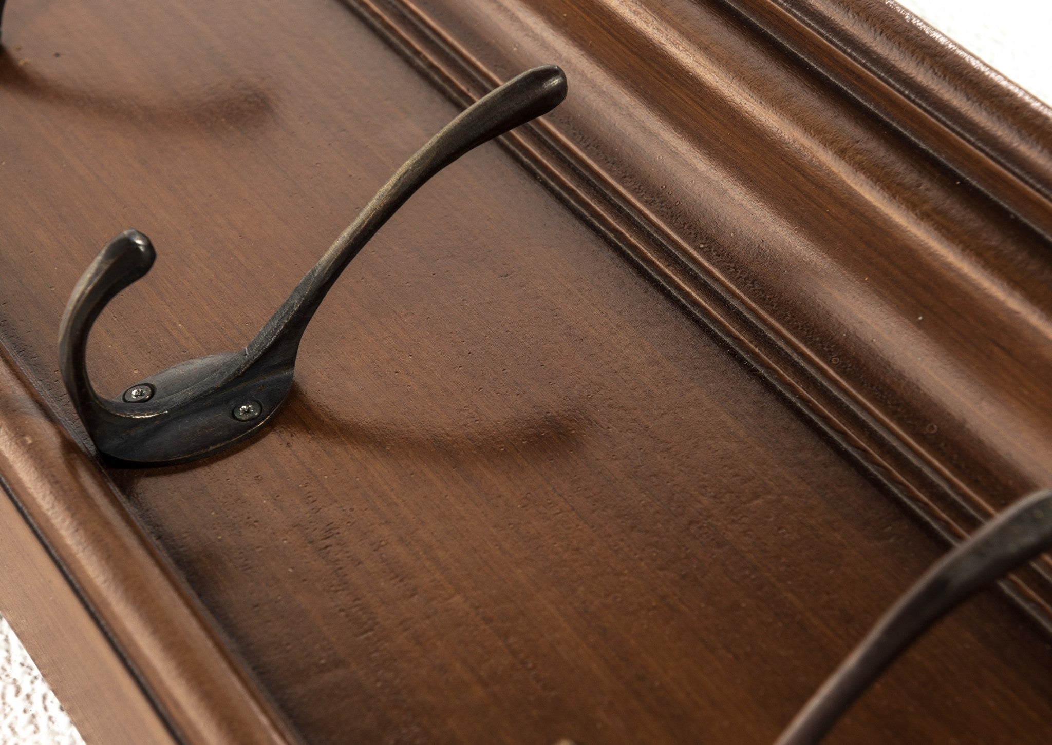 Rustic Mahogany Brown Wood Eight Hook Hanging Coat Rack