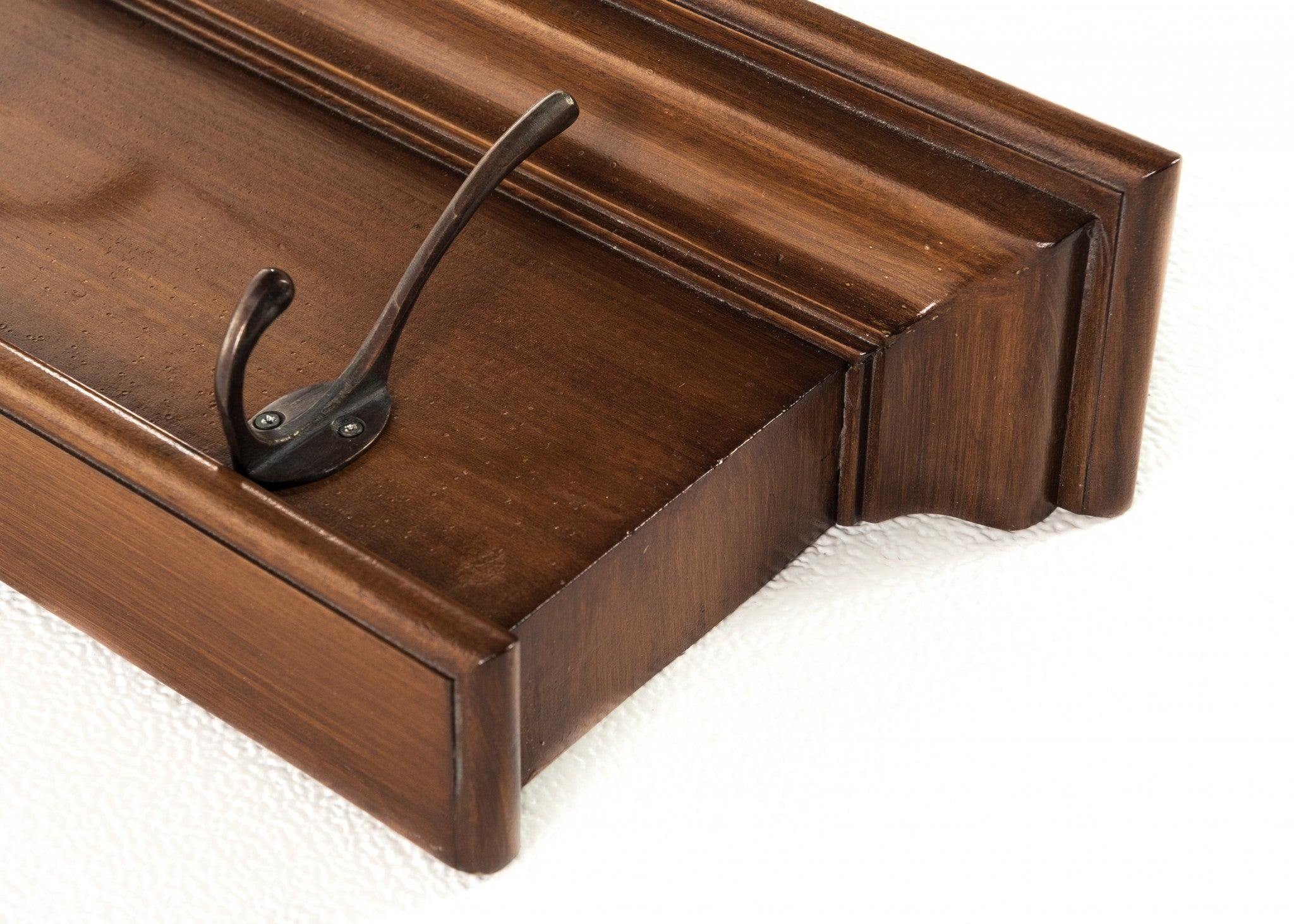 Rustic Mahogany Brown Wood Eight Hook Hanging Coat Rack