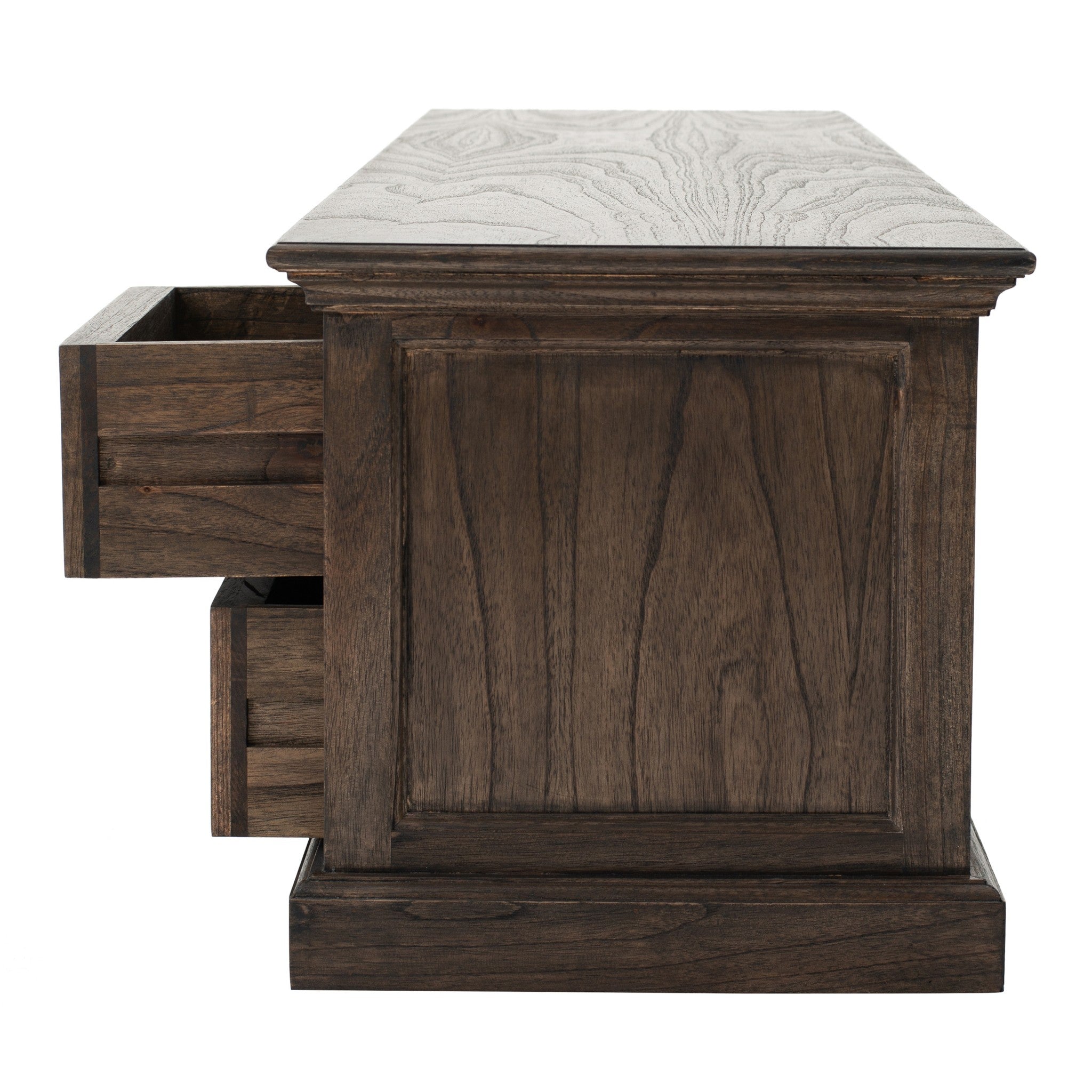 71" Black Wash Wood Entertainment Unit with Four Drawers