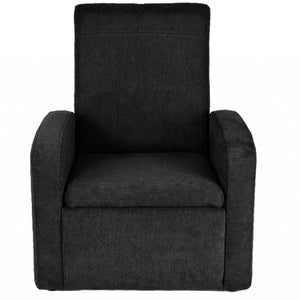 Silla reclinable tapizada cómoda negra para niños con almacenamiento