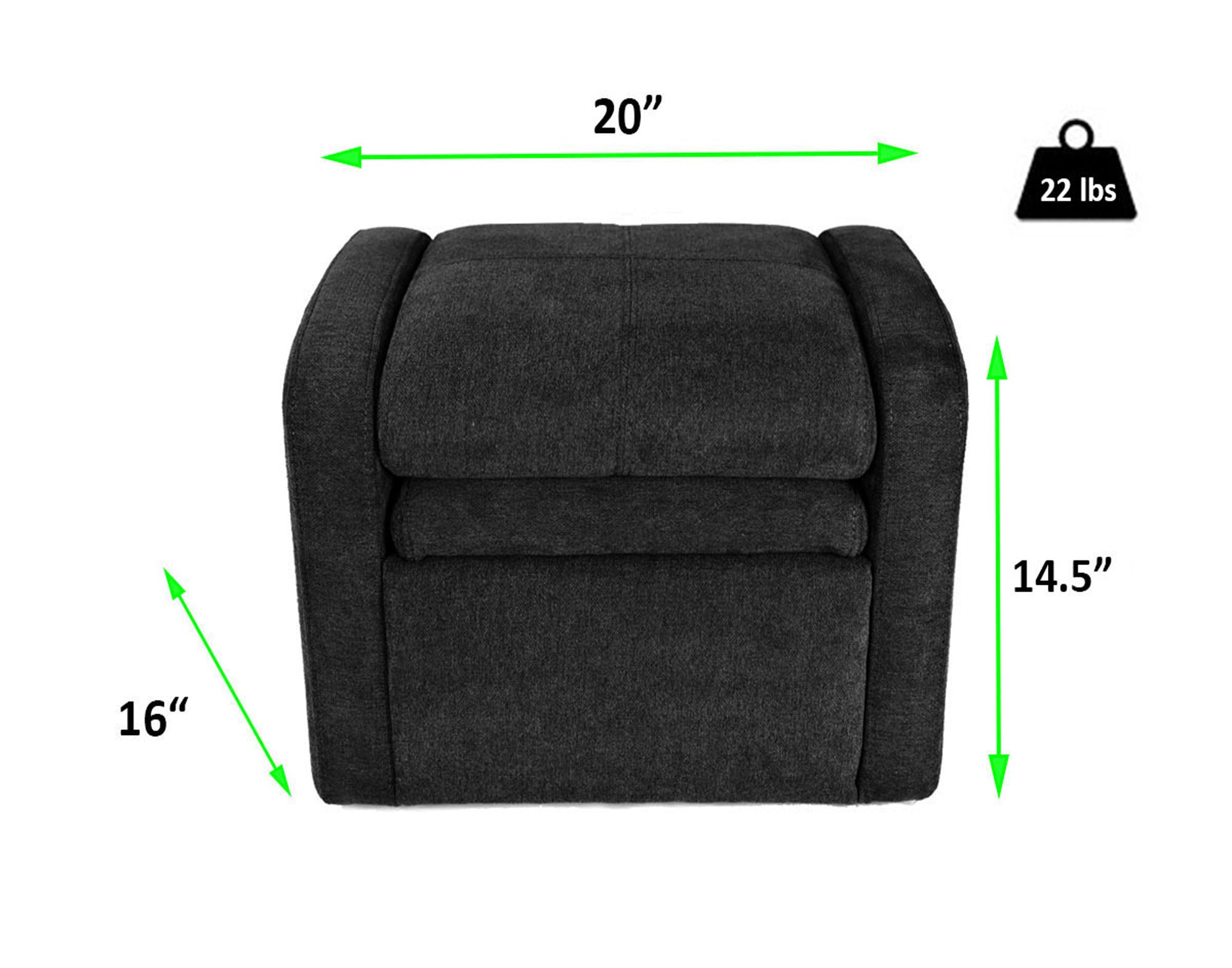 Silla reclinable tapizada cómoda negra para niños con almacenamiento
