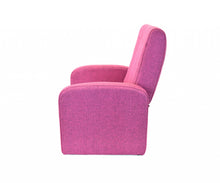 Silla reclinable tapizada rosa para niños con almacenamiento