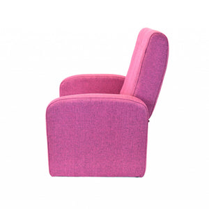 Silla reclinable tapizada rosa para niños con almacenamiento