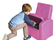 Silla reclinable tapizada rosa para niños con almacenamiento