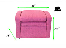Silla reclinable tapizada rosa para niños con almacenamiento
